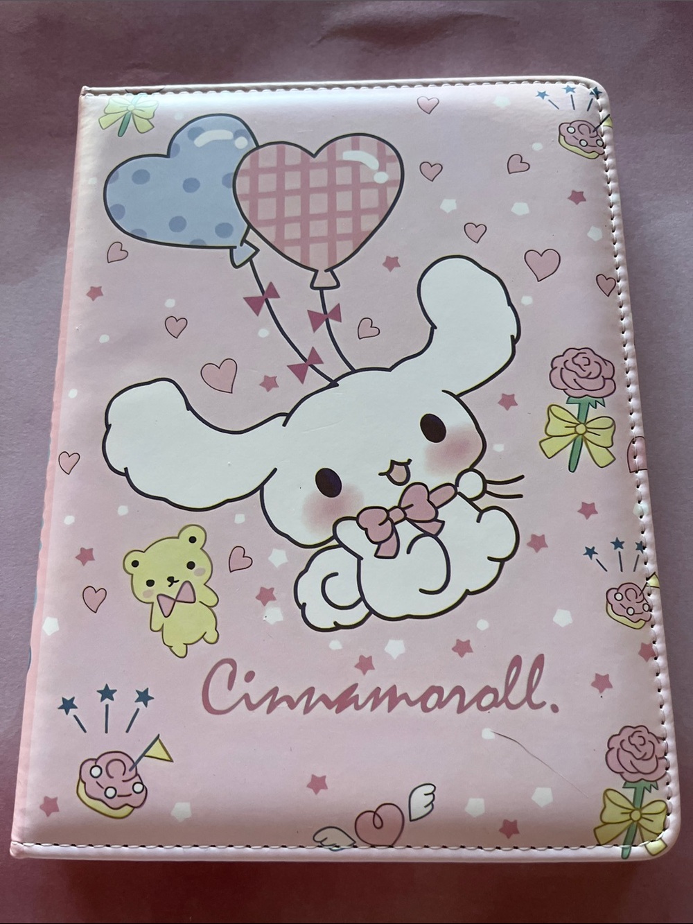 Sanrio Cinnamoroll Pastel Pink Kids Tablet Cover with Heart Balloons